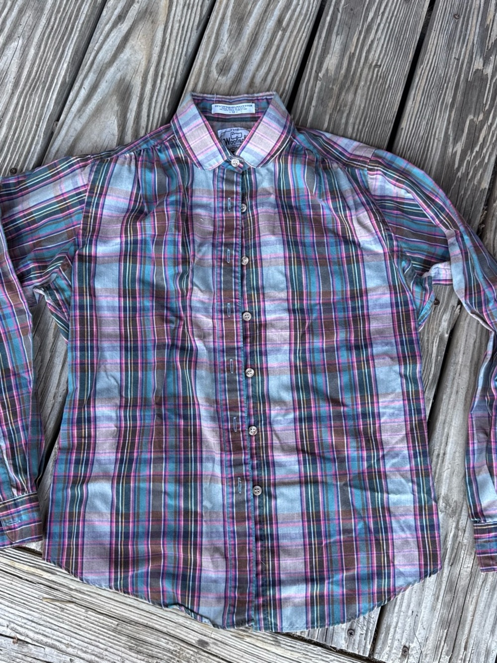 Woolrich Vintage Plaid Button-Down Shirt - Distressed Multi-Color
